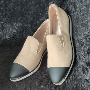 Cole Haan Beige and Black Quilted Loafers